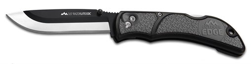 Picture of Outdoor Edge Razor EDC Lite, Folding Knife, Plain Edge, 3.5" Blades, 420J2 Stainless Steel, Gray and Black Handle, Includes (6) Drop Point Blades RLY-50C