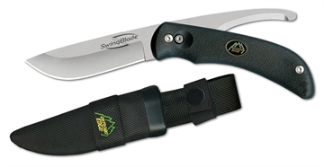 Picture of Outdoor Edge SwingBlade 3.60"/3.20" Folding Skinning/Gutting Plain Aichi AUS8 SS Blade TPR Black Handle SB10N