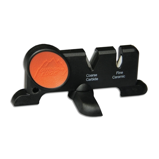 Picture of Outdoor Edge EdgeX 2-Stage, Knife Sharpener, Tungsten Carbide/White Alumina-Ceramic Sharpening Stones, Zytel Handle, Black and Orange SX-100