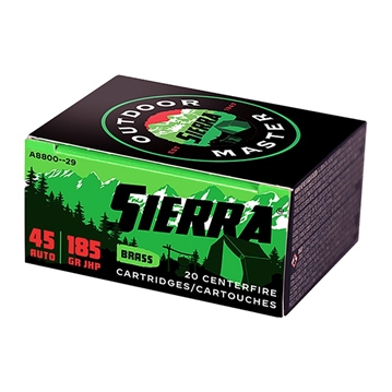 Picture of Sierra Bullets Outdoor Master 45 Auto 185 GR JHP Spotsmaster 20rd pack A8800--29