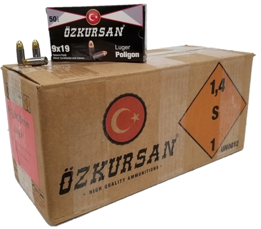 Picture of Ozkursan 9mm Handgun Ammo - 124 Grain OZK-9mm-CASE