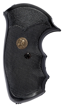 Picture of Pachmayr Gripper Grip Checkered Black Rubber with Finger Grooves for S&W J Frame with Square Butt 03250