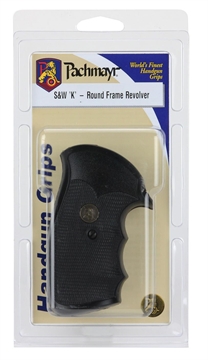 Picture of Pachmayr Gripper Grip Checkered Black Rubber with Finger Grooves for S&W K/L Frame with Round Butt 03266