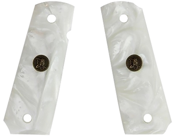 Picture of Pachmayr Custom Grip White Simulated Pearl Panels for 1911 with Ambidextrous Safety 62001