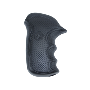 Picture of Pachmayr Diamond Pro Grip Diamond Checkering Black Rubber with Finger Grooves for Taurus Compact Public Defender with Polymer Frame 02475