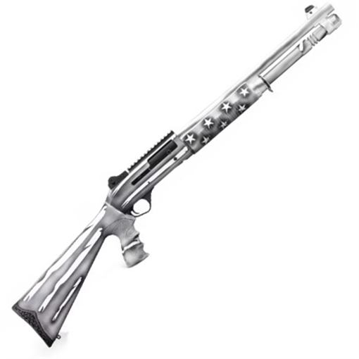 Picture of PANZER ARMS M4 TACT SA 3" 12GA 18.5" BLACK/WHITE US FLAG PAM4TSBWUSFC