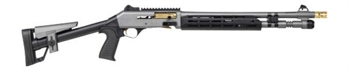 Picture of Panzer Arms PAM4CSGGTMFSS M4 Speed Pro 12 Gauge Semi-Auto 3" 5+1 18.50" Gray Ported Barrel, Gray w/Gold Titanium Accents Aluminum Receiver w/Picatinny Rail, M-LOK Handguard, Skeleton Stock, Black Poly