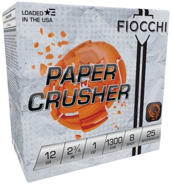 Picture of FIOCCHI PAPER CRUSHER TARGET AMO 12GA 2.75 IN 1 OZ #8 1300FPS 25-RD ( 10 BOXE SPER CASE ) 12FPCRS8