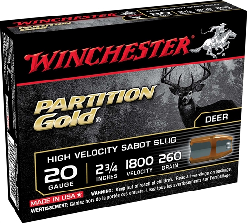Picture of WINCHESTER PARTITION GOLD SABOT 20GA 2 3/4IN 300GR 5RD (20 BOX CASE) SSP20