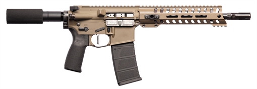 Picture of Patriot Ordnance Factory Minuteman DI 5.56x45mm 30+1 10.50" Nitride Treated Chrome Moly Barrel, 9" M-LOK Handguard, Patriot Brown Cerakote Receiver, Black Synthetic Buffer Tube, Black MFT Grips 01803