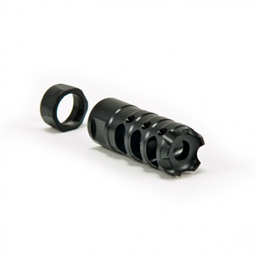 Picture of Patriot Ordnance Factory Triple Port Muzzle Brake Black Nitride Steel with 5/8"-24 tpi Threads for 308 Win, 7.62x51mm NATO AR-Platform 00309