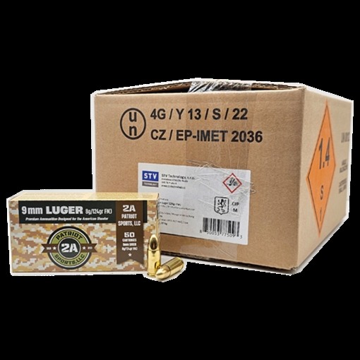 Picture of AMERICAN TACTICAL AMMO PATRIOT SPORTS 9MM 124GR FMJ 50/20 P9MM124F