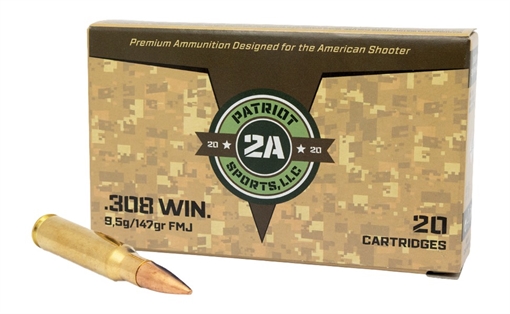 Picture of PATRIOT SPORTS LLC 308 Win 147gr Full Metal Jacket 20 Per Box/50 Case P308147F