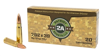Picture of PATRIOT SPORTS LLC 7.62x39mm 124gr Full Metal Jacket 20 Per Box/50 Case P762124F