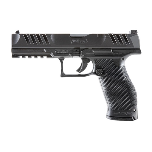 Picture of Walther Arms PDP Optic Ready 9mm Luger Caliber with 5" Barrel, 18+1 Capacity, Black Finish Picatinny Rail Frame, Serrated/Optic Cut Black Steel Slide & Performance Duty Textured Polymer Grip 2844001
