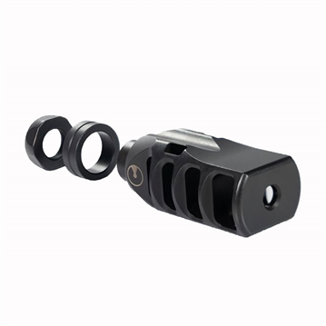 Picture of Ultradyne USA Pegasus Compensator Muzzle Brake with Timing Nut AR-10 6.5, 5/8"-24 Thread, 1.360 Outside Diameter, Steel Nitride Finish UD10240