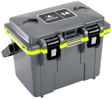 Picture of PELICAN COOLERS IM 14 QUART DKGRAY/GREEN W/DRY STORAGE 14Q1DKGRYEGRN 14Q-1-DKGRYEGRN
