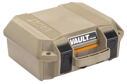 Picture of Pelican V100C, Vault Small Handgun Case, With Foam, 12.28" x 12.03" x 5.16", Tan VCV100-0020-TAN