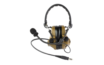 Picture of 3M/Peltor ComTac V, Electronic Earmuff, Headband, Foldable, Single Lead, Standard Dynamic Mic, NATO Wiring, Coyote Brown Color MT20H682FB-47 CY