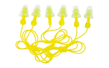 Picture of Peltor 97317 Tri-Flange Reusable Earplugs Polymer 26 dB In The Ear Yellow Buds with Yellow Cord Adult 3 Pair 97317 97317-10C