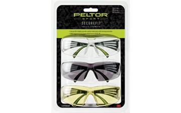 Picture of Peltor SF4003PK6 Sport SecureFit 400 Adult Clear/Amber/Gray Lens Anti-Scratch Polycarbonate Black Frame 3 Pack SF4003PK6 SF400-P3PK-6