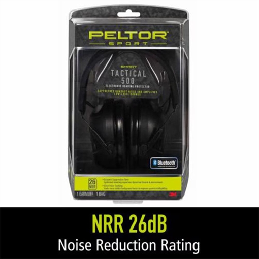 Picture of Peltor Sport Tactical 500 Electronic Ear Muffs 26dB Black TAC500-NS-8