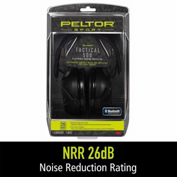 Picture of Peltor Sport Tactical 500 Electronic Ear Muffs 26dB Black TAC500-NS-8