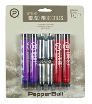 Picture of PEPPERBALL TCP ROUND PROJECTILE REFILL KIT (2) 6CT TUBES INERT (2) 6 CT TUBES LIVE SD (4) 8GR CO2 970-01-0215