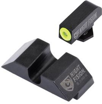 Picture of Night Fision Tritium Night Sights For Glock Green Tritium Yellow Outline Front Sight- Black/Blank Rear Sight Glock 17/17L/19/22 GLK001014YGZ