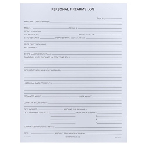 Picture of PERSONAL FIREARMS LOG 084225000 -