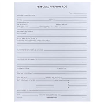 Picture of PERSONAL FIREARMS LOG 084225000 -
