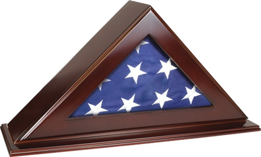 Picture of Peace Keeper Patriot Flag Case Key Entry Mahogany Stain Wood Holds 1 Handgun 22" W x 4.25" D x 11.50" H PFC