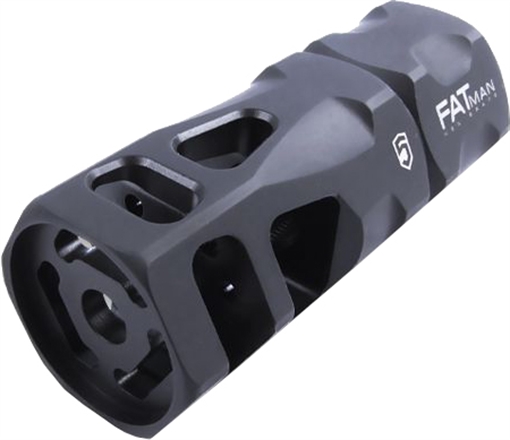 Picture of Phase 5 Weapon Systems FATman Hex Brake Black Parkerized Steel with 1/2"-28 tpi Threads & 3" OAL for 223 Rem, 5.56x45mm NATO AR-Platform FATMAN556