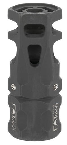 Picture of Phase 5 Weapon Systems FATman Hex Brake Black Parkerized Steel with 1/2"-36 tpi Threads & 3" OAL for 9mm, 7.62x39mm, 6.8mm AR-Platform FATMAN9MM