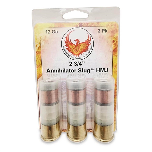 Picture of Phoenix Rising Annihilator Slug Shotshell 12ga 2-3/4" 485gr Slug 1540 fps 5/ct PR-ANNIHILATOR HMJ