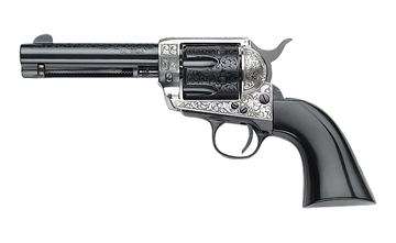 Picture of EMF THE GAMBLERS ROYALE HGR 357 MAG 4 3/4 INCH OLD SILVER/BLUE/ENGRAVED ULTRA BLACK GRIPS` GW357GR434NMUB