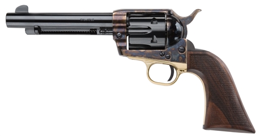 Picture of Pietta 1873 Great Western II Alchimista II 45 Colt (Long Colt) 6rd 5.50" Blued Steel Barrel & Cylinder, Color Case Hardened Steel Frame, Checkered Walnut Army Grip, Exposed Hammer HF45ALC512NMCW