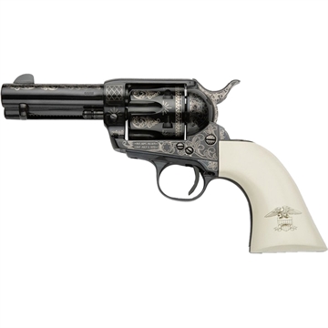 Picture of Pietta Great Western II Liberty 9mm Luger 6rd 3.50" Blued Engraved Octagon Steel Barrel & Cylinder, Blued Engraved Steel Frame, Ultra Ivory w/Engraved Liberty Eagle Grip, Exposed Hammer GW9LLE312NMUI