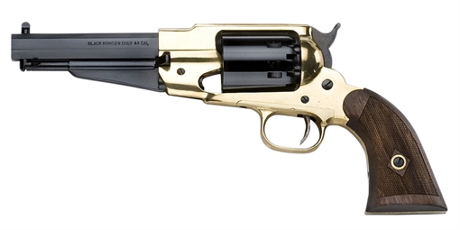 Picture of Pietta 1858 Remington Brass Sheriff 44 Cal 6rd 5.50" Blued Octagonal Steel Barrel & Cylinder, Brass Frame, Checkered Walnut Grip PF58BR44512