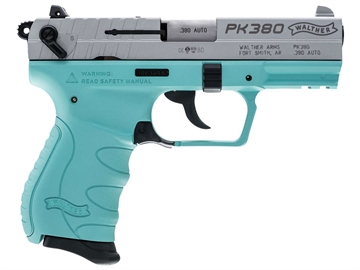 Picture of WALTHER PK380 .380 ACP NKL SLIDE ANGEL BLUE POLY FRAME 3.66" BBL 1-8RD MAG HGA 5050325