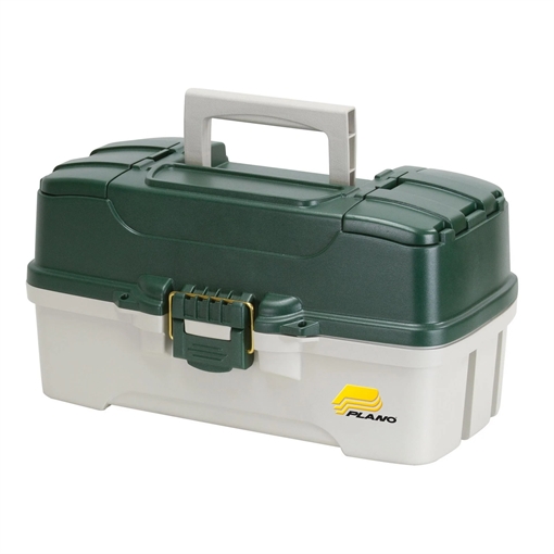 Picture of PLANO 3 TRAY TACKLE BOX W/ DUAL TOP ACCESS DK GREEN/WHITE 620306