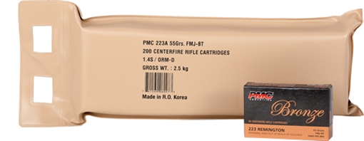 Picture of PMC Bronze Battle Pack .223 Remington Rifle Ammo - 55 Grain | FMJ-BT | 200rd Battle Pack 223A-BP 223ABP