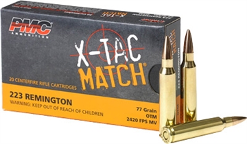 Picture of PMC Ammunition XTAC Match, 223 Remington, 77 Grain, Open Tip Match, 20 Round Box 223XM