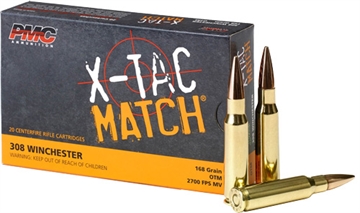 Picture of PMC Ammunition XTAC Match, 308 Winchester, 168 Grain, Open Tip Match, 20 Round Box 308XM