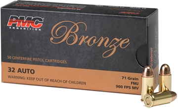 Picture of PMC Ammunition Bronze, 32 ACP, 71 Grain, Full Metal Jacket, 50 Round Box 32A