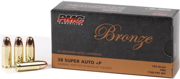Picture of PMC Ammunition Bronze, 38 Super +P, 130 Grain, Full Metal Jacket, 50 Round Box 38SA