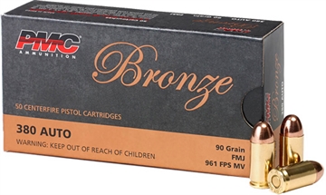 Picture of PMC Ammunition Bronze CP, 90 Grain Full Metal Jacket, 50 Round Box 380A