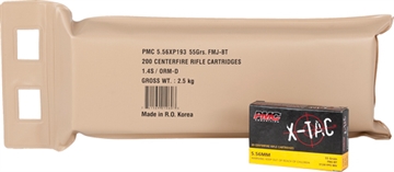 Picture of PMC X-Tac Battle Pack 5.56x45mmNATO 55gr Full Metal Jacket Boat Tail 200 Per Box/5 Case 556XBP