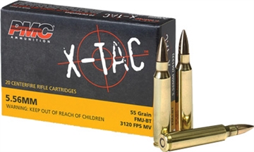 Picture of PMC X-Tac 5.56x45mmNATO 55gr Full Metal Jacket Boat Tail 20 Per Box/50 Case 556X