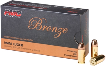 Picture of PMC Ammunition Bronze, 9MM, 115 Grain, Jacketed Hollow Point, 50 Round Box 9B